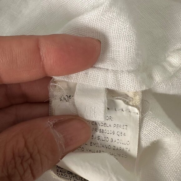 Made in Italy Sleeveless White Blouse Round Split Neck 120 Lino Minimalist Airy - Picture 10 of 11